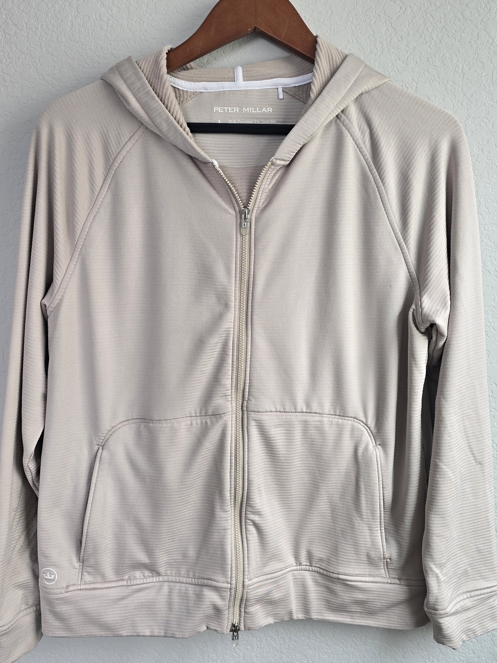 Peter Millar Full Zip Hoodie Jacket Beige Performance Stretch Women’s Large